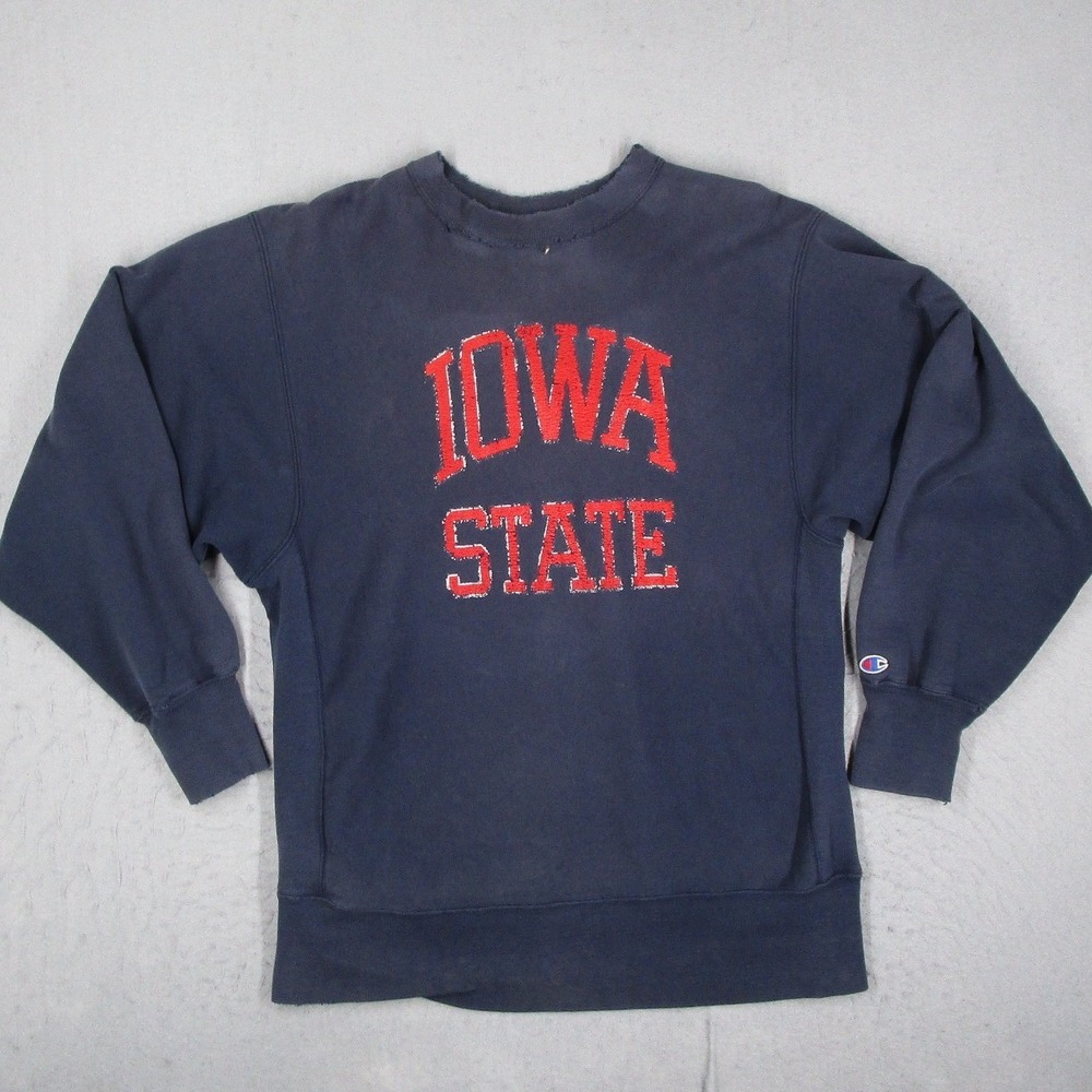 Vintage Champion Reverse Weave Iowa State Sweatshirt Navy Blue XL Made in USA